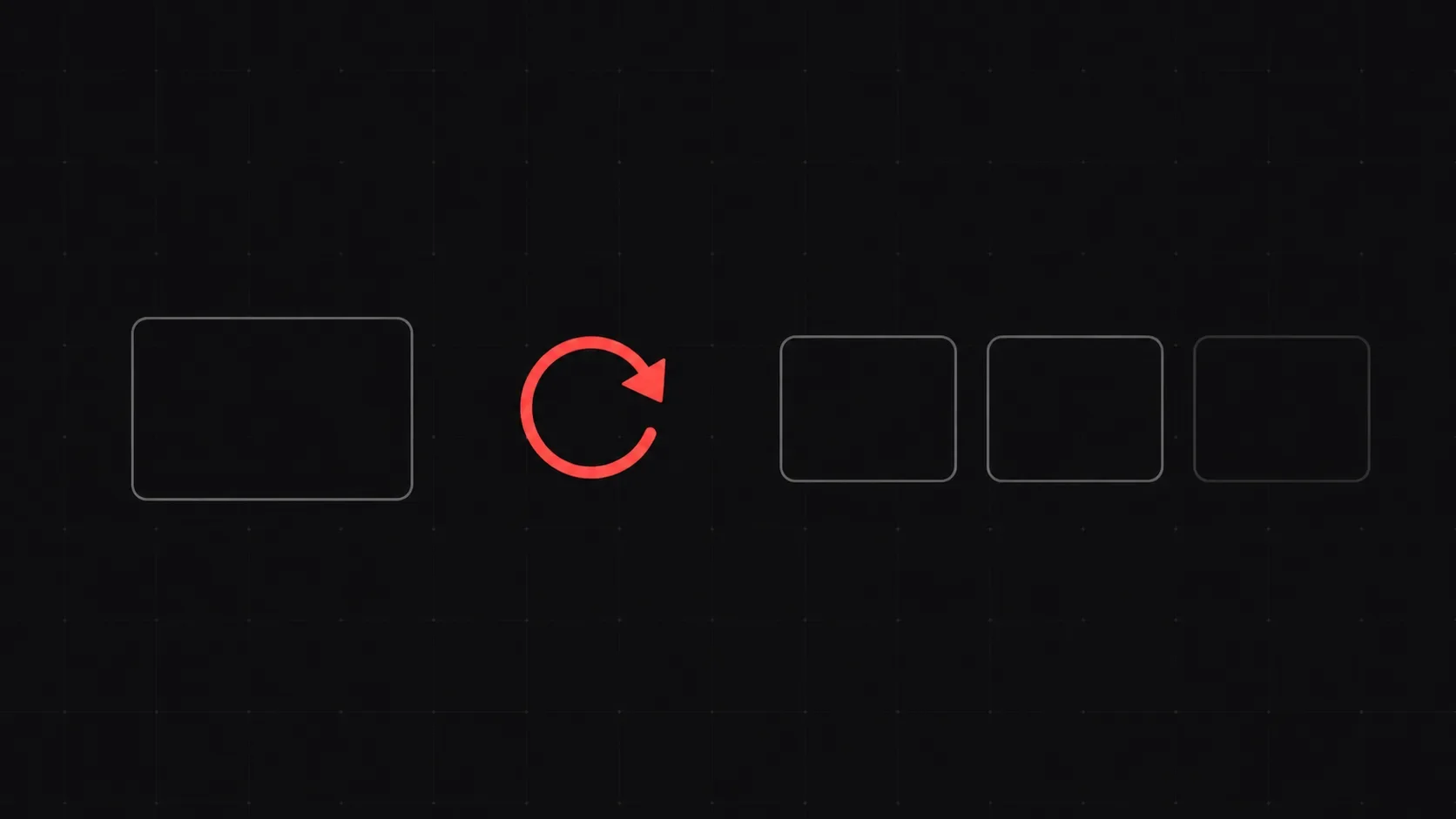 A single outlined video frame, a bold red circular loop arrow, and three small repeating frames indicating a short looping GIF